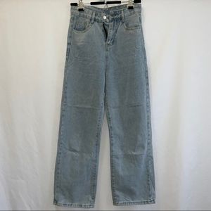 high waisted wide leg denim jeans
